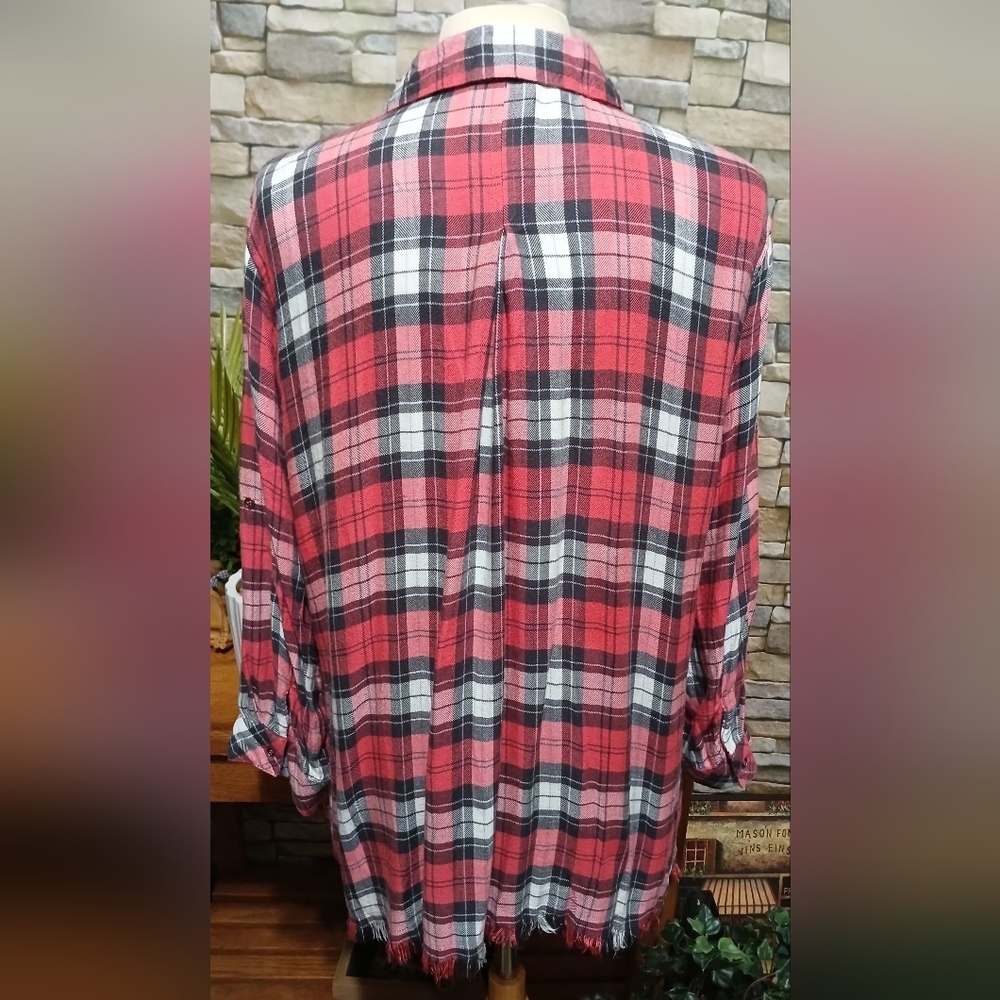 Hester & Orchard Soft Flannel Plaid W/Fringe Large Western Cottagecore - Picture 4 of 6